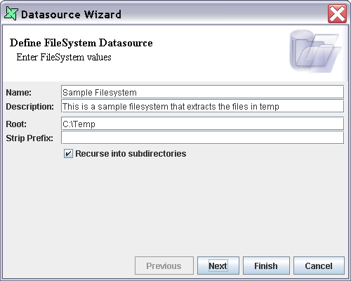 Filesystem DataSource Wizard